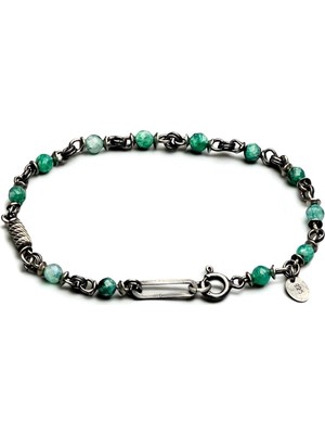 Quavo Oxide Silver & Green Aventurin - Kadın Bileklik MEY2522017