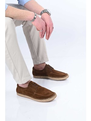 Bestello Bağcıklı Kauçuk Taban Hakiki Deri Hasır Detaylı Loafer 333-1893 Erkek Ayakkabı