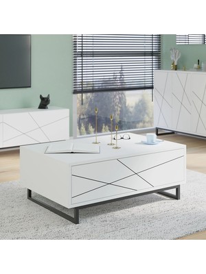 Nilah Axis Modern Orta Sehpa Beyaz