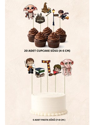 Sinek Kupası Tasarım Harry Potter Konsept 5 Adet Pasta 20 Adet Cupcake Mini Set Doğum Günü Pasta Süsü