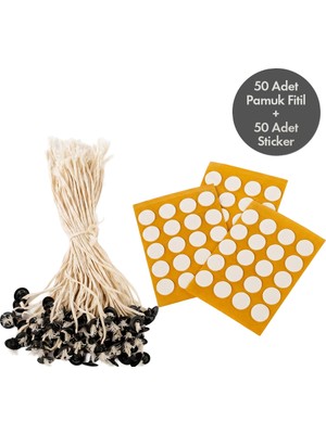 Merwax 50’li Mum Fitili Seti – %100 Pamuk, Is Yapmayan, Stickerlı Hazır Mum Fitilleri