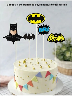 Sinek Kupası Tasarım Batman Temalı Konsept Temalı Doğum Günü Pasta Süsü Doğum Günü Süsü