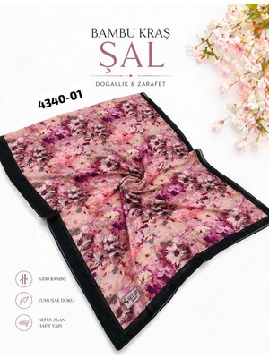 Sedef Desenli Bambu Kraş Şal
