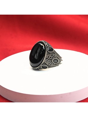 Hünertaş 925 Ayar Gümüş Erkek Yüzük - Motif