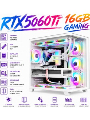 Apphirex Penta W95 Ryzen 7 5700X | 16GB Ram | 512GB M.2 SSD | RTX5060Tİ 16GB | Sıvı Soğutmalı Beyaz Masaüstü Oyun Bilgisayarı