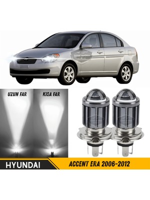 ŞüsCarOto Aksesuar Hyundai Accent Era 2006-2012 Uyumlu Mercekli Far Ampulü LED Xenon Beyaz Renk Far Şimşek Etkili Csp LED Lamba Uzun Kısa 2 Adet Takım
