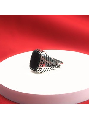 Hünertaş 925 Ayar Gümüş Erkek Yüzük - Oval