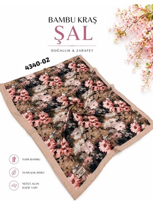 Sedef Desenli Bambu Kraş Şal