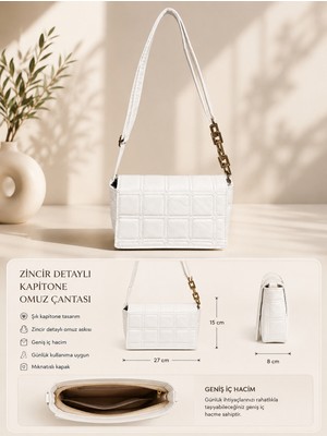 Zeydila Elegant Beyaz El & Omuz Çantası