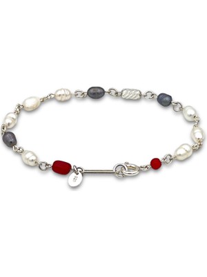Pearl & Coral - Inci Mercan Gümüş Erkek Bileklik MEY2412052