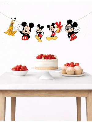 Sinek Kupası Tasarım Mickey Mouse Temalı Banner Parti ve Doğum Günü Süsü 5 Figür