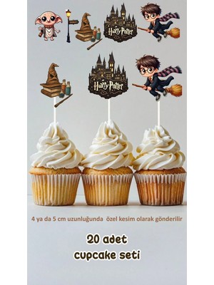 Sinek Kupası Tasarım Harry Potter Temalı Konsept Kürdanlı Cupcake Süsü Doğum Günü Süsü *20'li Kalın Kağıt