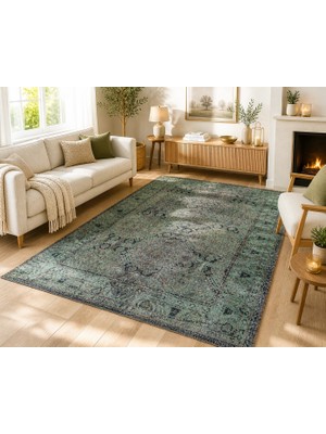 Hoom Rugs Arkaik Plz 03 Lacivert Etnik Renkli Vintage Makine Halısı