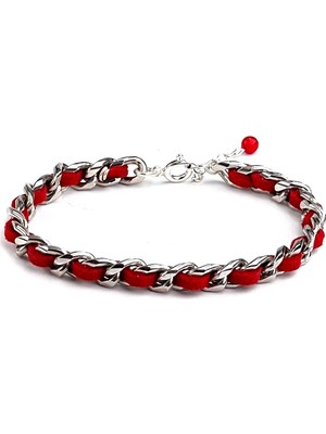 Chaileather Red - Zincir & Deri Bileklik MEY2512057