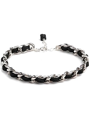 Chaileather Black - Zincir & Deri Bileklik MEY2512059