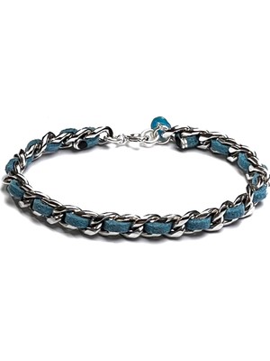 Chaileather Blue - Zincir & Deri Bileklik MEY2512058