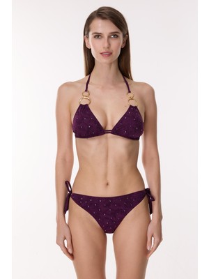 Ayyıldız 5703 Mor Aksesuarlı Üçgen Bikini Takımı