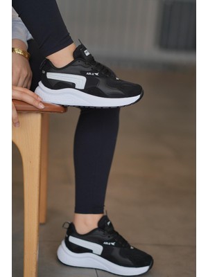 Solazer Kadın Siyah Beyaz Ortopedik Taban Günlük Sneaker 086-1