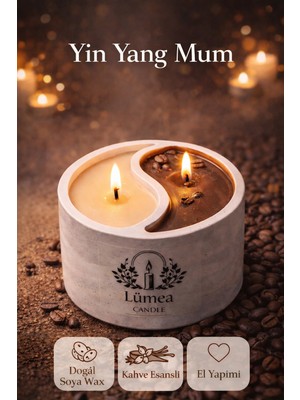 Lumea Candle Kahve Aromalı Yin Yang Taş Tozu Mum | El Yapımı Dekoratif Tasarım