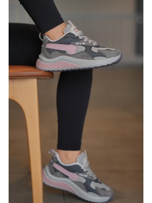 Solazer Kadın Füme Pudra Ortopedik Taban Günlük Sneaker 086-1