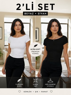 Hayalet Kadın Prenses Yaka Basic T-Shirt – Fit Premium Bluz
