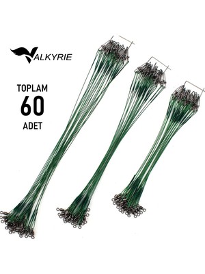 Valkyrie 60 Adet Çelik Fishing Leader Seti – Paslanmaz Çelik Olta Halatı Lider Teli 3 Boy Karışık