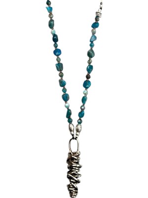Mey Atelier Aqua Silver - Aquamarin Gümüş Özel Tasarım Kadın Kolye MEY2421023