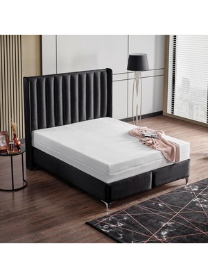 KUMSHOME Helen Tek Kişilik Ultra Full Ortopedik Yatak, Soft Sünger + Baza + Başlık 3'lü Set
