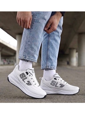 Solazer Erkek Beyaz Siyah Sneaker Günlük Sneaker Spor Ayakkabı 064