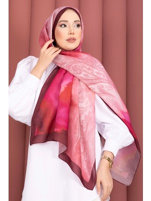 Eys Büyük Floral Desen Şal Serisi Bordo