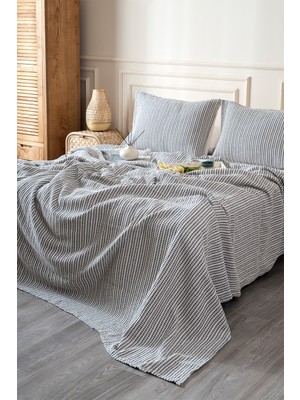 Koza Home Boho Waffle-Lacivert Tek Kişilik 160X240 Yatak Örtüsü 50X70 - 1 Ad Yastık Kılıfı 7039A