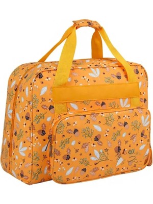 İğne İzi Dikiş Makinesi Taşıma Çantası Sarı Meşe Palamudu Desenli– Trolley Pocketli - Dayanıklı Dikiş ve Örgü Organizer Çantası – Seyahat ve Ev Için
