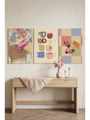 Artease 3'lü Dekoratif Pastel Anlar Tablo Seti