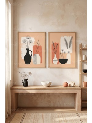 Tontilika Minimalist Doğa 2'li Ahşap Çerçeveli Tablo Seti