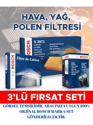 Bosch Vw (Volkswagen) Polo 1.4 Classic 12/1997 - 8/1999 44 Kw 3'lü Periyodik Bakım Filtre Seti ( Hava Yağ Standart Polen )