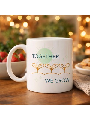 Uravas Store Together We Grow Tasarımlı Porselen Kupa Model 38 – Sevgi Temalı Özel Hediye Kupası