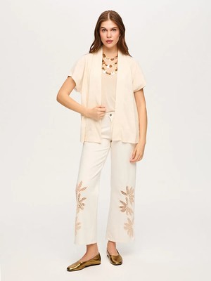 Faik Sönmez Resort Arkası Desenli Önü Düz Örme Yelek Kimono S26KMN005