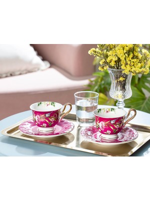 English Home Vanilla New Bone China 4 Parça 2 Kişilik Kahve Fincan Takımı Mor
