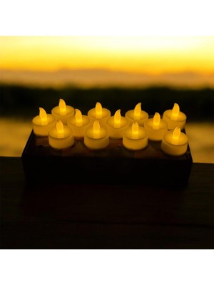 Gümüş Avm Beyaz Ledli Mum,özel Gün,kutlama,kına 12 Adet, Tealight Mum Pilli