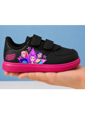 ALCdesing Siyah Pembe Lololu Yıldız Kızlar Baskılı Kız Çocuk Spor Ayakkabı ve Sneakers
