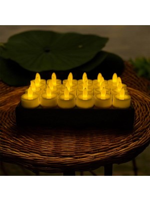 Gümüş Avm Beyaz Ledli Mum,özel Gün,kutlama,kına 24 Adet, Tealight Mum Pilli
