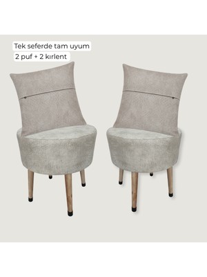 Ustaagac Puf Koltuk & Kırlent Seti – 2 Puf 2 Kırlent, Dekoratif Ayak Uzatma Taburesi