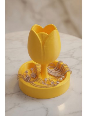 My Craft 3D Lale Tasarımlı Takı Organizer Yüzük Küpe Kolye Bileklik Standı Dekoratif Takı Tabağı Aksesuar Düzenleyici