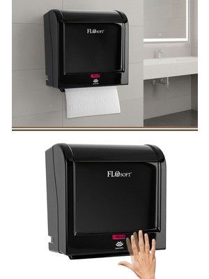 Flosoft Diva Fotoselli Kağıt Verici 21 cm Sensörlü Kağıt Havluluk F398 SİYAH