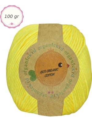 Organickid Organik Pamuk Amigurumi Punch 100 gr El Örgü Ipi 435 Limon Sarısı
