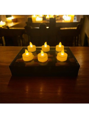 Gümüş Avm Beyaz Ledli Mum,özel Gün,kutlama,kına 6 Adet, Tealight Mum Pilli