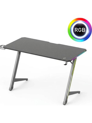 Viyero AXIS Z-Ayak RGB Aydınlatma Karbon-Fiber Oyuncu Masası 15mm 120x60x75cm GD-12002E-6-BLK