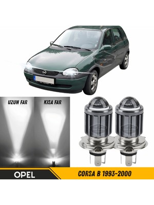 ŞüsCarOto Aksesuar Opel Corsa B 1993-2000 Uyumlu Mercekli Far Ampulü LED Xenon Beyaz Renk Far Şimşek Etkili Csp LED Lamba Uzun Kısa 2 Adet Takım