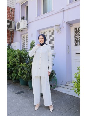 Nisum Moda Arkası Uzun Pamuk Keten Takım