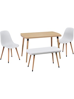 Vilinze Eames Sandalye-Bank Argos Ahşap Mdf Sabit Mutfak Masası Takımı - 70X120 cm